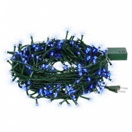 Электрогирлянда "Нить" 100 синих LED ламп, контроллер 8 режимов, зеленый провод, 10 м, 220 v /20
